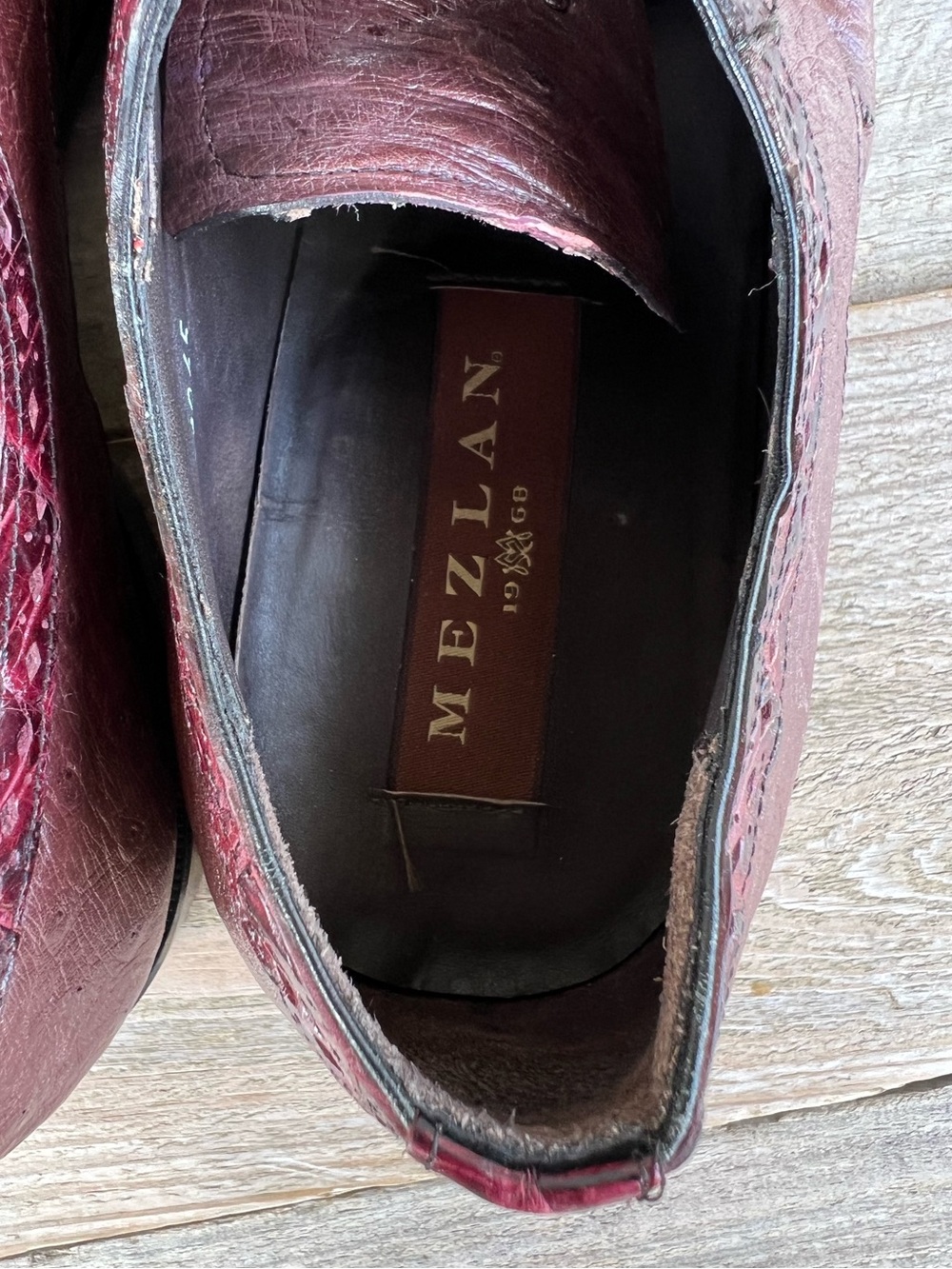 Mezlan Genuine Crocodile Luxury Derby Shoes Burgundy A64065 Men’s 10.5 M RARE - Picture 16 of 16
